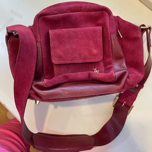 Zadig & Voltaire Red Suede and Leather Bowling Bag